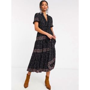 NWT Free People black floral maxi dress